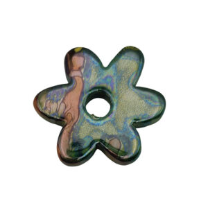 Componente di Ceramica Greca Fiore Verde con Sfumature Arancio 48,5mm (CRG1064-005)