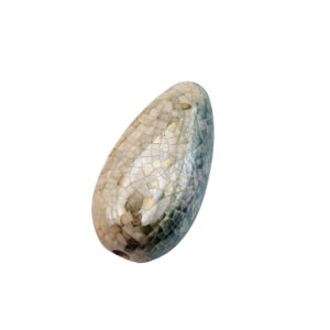 Componente di Ceramica Greca Goccia Beige e Azzurro Mare 17x32mm (CRG450-3084)