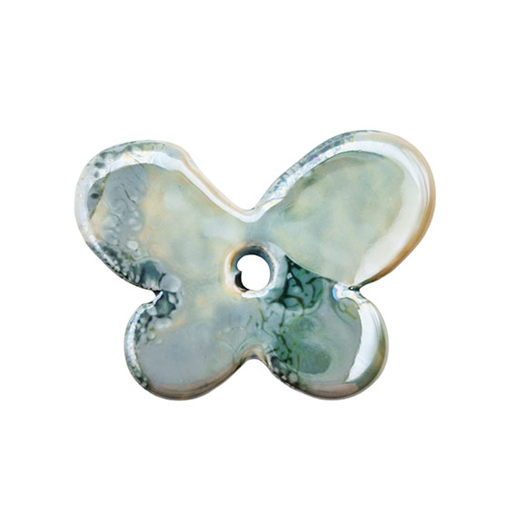 Componenti in Ceramica Greca Farfalla Bicolore Verde Tiffany 22x30mm (CRG014-078)