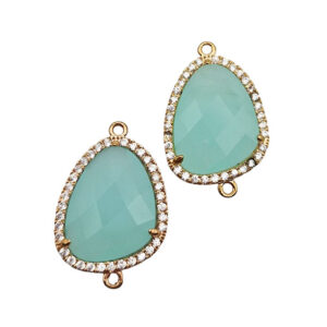 Distanziatori in Ottone con Pietre Occhi di Gatto e Zirconi Acqua Marina 15x18mm