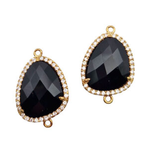 Distanziatori in Ottone con Pietre Occhi di Gatto e Zirconi Nero 15x18mm