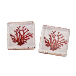 Mattonelle in Ceramica con Sfondo Chiaro e Rametto di Corallo 22mm (130)