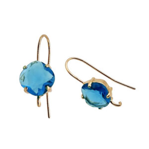 Monachelle in Ottone su Base Oro Con Pietra in Vetro Azzurro da 10mm (MNOT084-AZ)