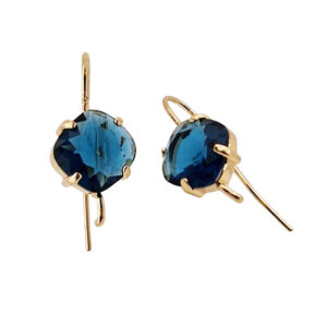 Monachelle in Ottone su Base Oro Con Pietra in Vetro Blu Montana da 10mm (MNOT084-BM)