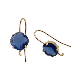 Monachelle in Ottone su Base Oro Con Pietra in Vetro Blu da 10mm (MNOT084-BL)