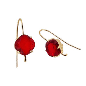 Monachelle in Ottone su Base Oro Con Pietra in Vetro Rosso da 10mm (MNOT084-RS)