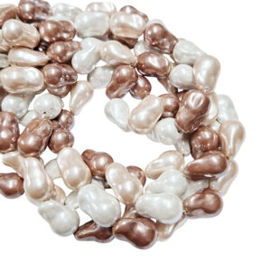Perle di Maiorca Bianche Crema e Marrone Tipo Gocce 11x15mm Circa (PRMC-GC03)