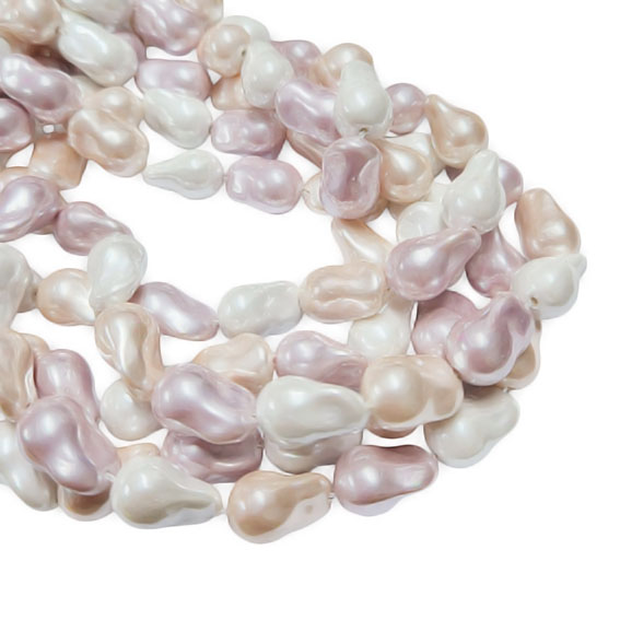 Perle di Maiorca Bianche Rosa e Crema Tipo Gocce 11x15mm Circa (PRMC-GC02)