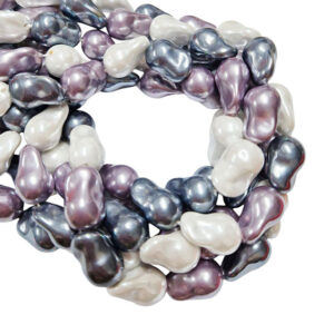 Perle di Maiorca Bianche Viola e Grigio Tipo Gocce 11x15mm Circa (PRMC-GC04)