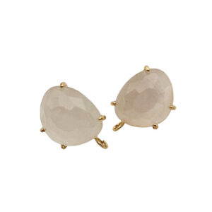 Perni in Ottone con Pietre Occhi di Gatto Sfaccettate 14x16mm Bianco (PROT055-BN)