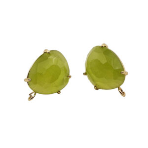 Perni in Ottone con Pietre Occhi di Gatto Sfaccettate 14x16mm Peridot (PROT055-PR)