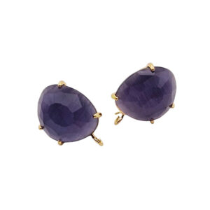 Perni in Ottone con Pietre Occhi di Gatto Sfaccettate 14x16mm Viola (PROT055-VL)