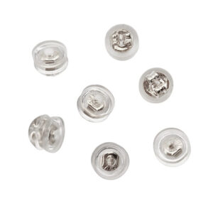 Farfalline per Orecchini in Acciaio con Stoppino in Silicone Anallergico Argento 4x5mm