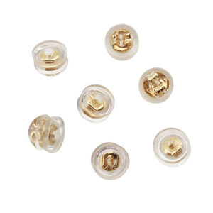 Farfalline per Orecchini in Acciaio con Stoppino in Silicone Anallergico Oro 4x5mm