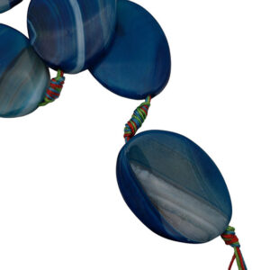 Pietre di Agata Con Foro Passante Blu Striata 30x40mm Circa (PTAG107)
