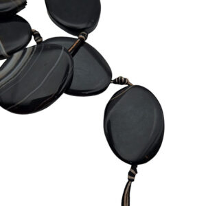 Pietre di Agata Con Foro Passante Nero Striata 30x40mm Circa (PTAG106)