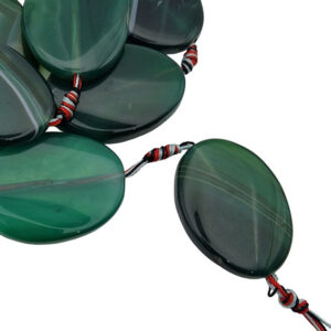 Pietre di Agata Con Foro Passante Verde Striata 30x40mm Circa (PTAG105)