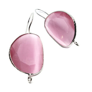 Monachelle in Ottone con Pietre Occhi di Gatto Rosa 21x26mm