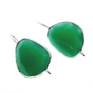 Monachelle in Ottone con Pietre Occhi di Gatto Verde 21x26mm