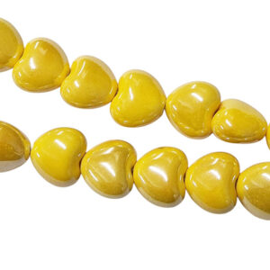 Pietre in Ceramica a Forma di Cuore Giallo 15mm (PTRCR014-GL)