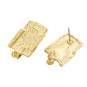 Perni in Ottone con Perno in Acciaio Modello Rettangolare Lavorato 15x24mm (PNOT089)