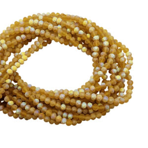 Cipollotti in Vetro Sfaccettato Marrone Ocra Opaco con Sfumature Bianco Ocre 3x4mm (CPL312)