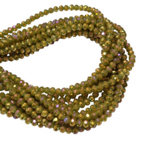Cipollotti in Vetro Verde Rainbow con sfumature Oro AB 3x4mm (CPL119)