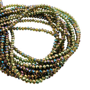 Cipollotti in Vetro Verde e Viola Crystal Rainbow AB 3x4mm (CPL164CY)