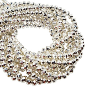 Rondelle in Vetro Tonalità Argento Brillante 3x4mm (CPLB22)