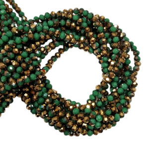 Cipollotti in Vetro Verde e Oro 3x4mm (CPL213)