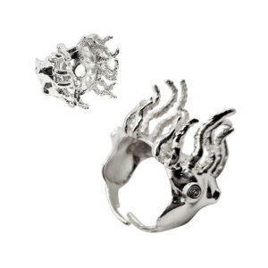 Base Anello in Ottone Galvanizzato Silver a Falde Larghe (ANOT001-S)