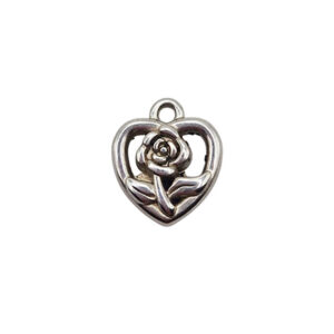 Ciondoli in Acciaio Cuore con Rosa 9x14mm (CNAC083)