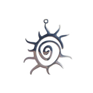 Ciondoli in Acciaio a forma di Sole con una Spirale al centro 20x22mm (CNAC091-S)