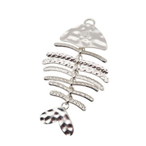 Ciondoli in Zama Giganti Lisca di Pesce Argento Stile Martellato 53x104mm (CNZM201-S)