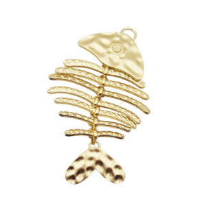 Ciondoli in Zama Giganti Lisca di Pesce Oro Stile Martellato 53x104mm (CNZM201-O)