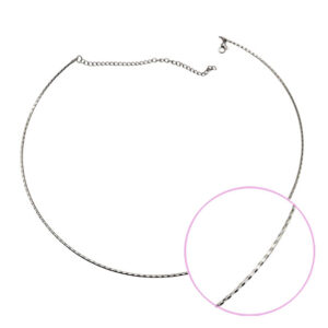 Girocollo in Acciaio Rigido con Catenella regolabile Chiusura con Moschettone Silver 46cm
