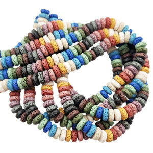 Pietra Lavica Multi Color Rondelle 4x8mm Top Quality (PTLV-MC19)