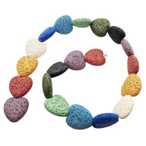 Pietra Lavica Multi Color a forma di Cuore 20x25mm Top Quality (PTLV-MC17)