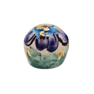 Ceramica di Caltagirone Campanelle Foglia D'Oro con Fiore Azzurro 25x25mm (CTCN-102)