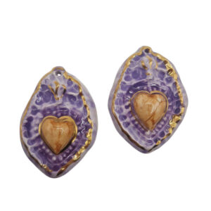 Ceramica di Caltagirone Ciondolo Cuore Sacro D'Oro 30x42mm (CTFR-092)