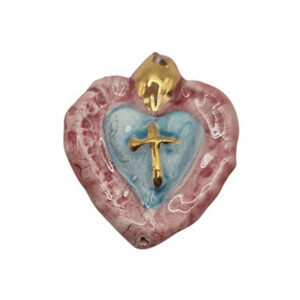 Ceramica di Caltagirone Cuore Sacro Foglia D'Oro Glicine 32x40mm (CTFR-097-GC)