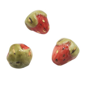 Ceramica di Caltagirone Fragole Foglia D'Oro 22x28mm (CTFR-090)