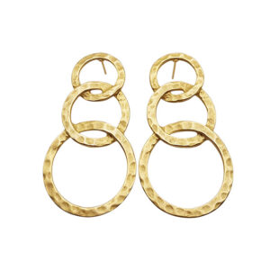 Perni in Zama tre Cerchi Martellata Oro 26x48mm (246)
