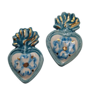 Ceramica di Caltagirone Cuore Sacro Foglia D'Oro 25x40mm (CTCR-103)