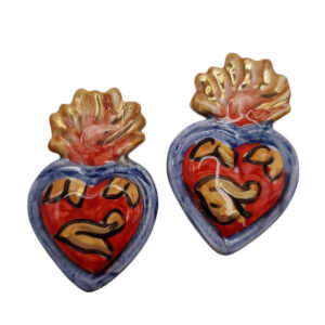 Ceramica di Caltagirone Cuore Sacro Foglia D'Oro 25x40mm (CTCR-105)