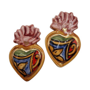 Ceramica di Caltagirone Cuore Sacro Foglia D'Oro 25x40mm (CTCR-106)