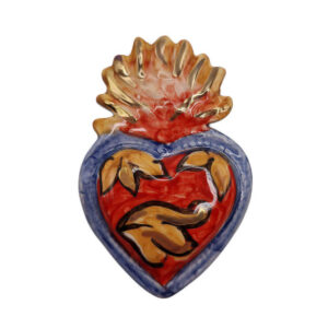 Ceramica di Caltagirone Cuore Sacro Foglia D'Oro 36x57mm (CTCR-101)