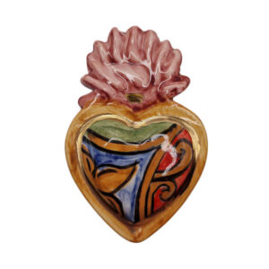 Ceramica di Caltagirone Cuore Sacro Foglia D'Oro 36x47mm (CTCR-102)