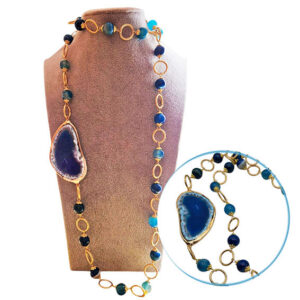 Collana Lunga realizzato con Intramezzo e Pietre in Agata Striata