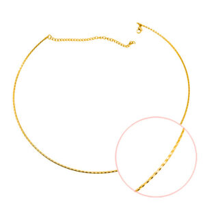 Girocollo in Acciaio Rigido con Catenella regolabile Chiusura con Moschettone Oro 46cm